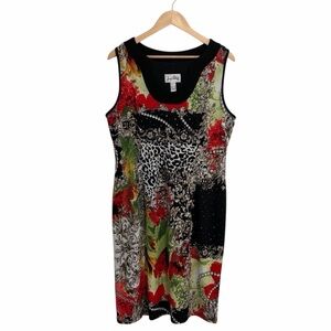 Joseph Ribkoff Multicolor Sleeveless Midi Dress Scoop Neck Animal Print Canadian